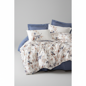Nebulae Indigo Satin Duvet Cover <b>Set</b> Luxury Cotton Box Floral Pattern 4-Piece King Twin Sizes for Home Bedding Wedding <b>Comforter</b> - Product Image 2