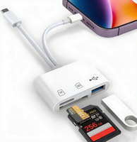 Lecteur de carte OTG 3 en 1, adaptateur de Type C, lecteur de carte mémoire SD/TF, connecteur d'interface USB, adaptateur de téléphone externe multifonction