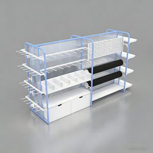 Espositore a isola bifacciale personalizzato <span class=keywords><strong>blu</strong></span> Miniso Premium per negozi di cancelleria, articoli per la mamma e il bambino, negozi di articoli per animali domestici - Product Image 5