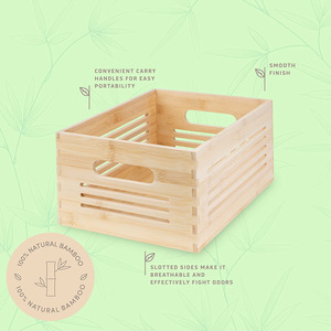 Boîte de rangement de bureau en bambou, rectangulaire, sans couvercle, pour organiser les mouchoirs et les cosmétiques dans la salle de bain - Product Image 4