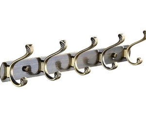 Phụ kiện phòng tắm treo tường treo 201 thép không gỉ Chrome màu năm móc áo móc khăn móc - Product Image 4