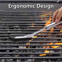 Brosse de nettoyage pour barbecue à long manche de 16,5 po, 2 brosses de rechange, 1 tournevis, en acier inoxydable 304, pour nettoyage de barbecue extérieur
