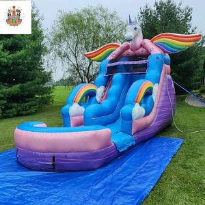 Tobogán Acuático Inflable de PVC y <span class=keywords><strong>Casa</strong></span> de Brinco de Doble Carril con <span class=keywords><strong>Piscina</strong></span> Larga para Parques Deportivos, Parques de Aventuras y Parques de Trampolines - Product Image 1