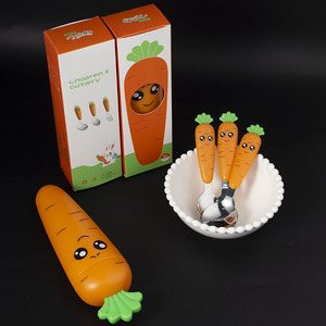 Food Grade Silicone 304 Stainless Steel Short Handle Baby Spoon Fork Kids Tableware Gift Box Set for Home & Gift - Product Image 1