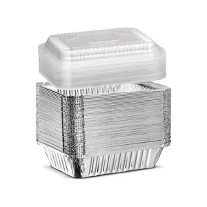 Envases de aluminio rectangulares baratos al por mayor bandejas para hornear envases de papel de aluminio desechables para llevar