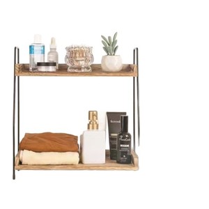 Estante de almacenamiento de madera para escritorio, organizador de cocina de madera maciza de doble capa de 13,8 pulgadas x 10 pulgadas para uso en el baño o la cocina - Product Image 3