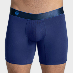 High Support Custom Logo Solid Color Elastic Waistband <b>Polyester</b> Spandex Sport Men Underwear <b>Boxer</b> Briefs with Side Pocket - Product Image 3