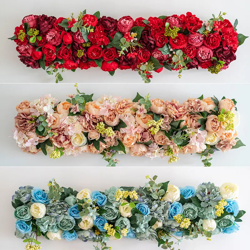 O-X5872 High quality wedding table centerpieces decoration event party stage flower arch decoration silk withe flower runner