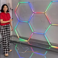 Nouveaux kits d'éclairage hexagonaux avec LED à changement de couleur RVB vibrant Connecter des centaines de modes de couleur et d'effets d'éclairage