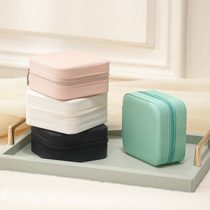 Wholesale Custom Logo Trinket Travel Square <strong>Jewelry</strong> <strong>Box</strong> Organizer PU Leather Small Earring Joyero Jewellery Storage Gift Case - Product Image 4