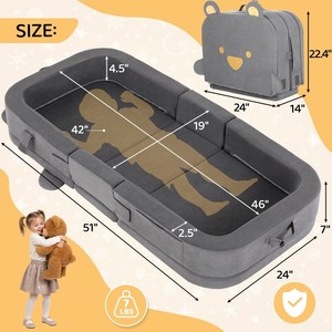Letti da Terra per Bambini Comodi e Sicuri con Schiuma Morbida, Rivestimento Lavabile e Maniglia <span class=keywords><strong>Portatile</strong></span> - Product Image 2