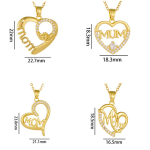 Regalo festa della mamma 18k placcato oro CZ zirconi Charms collana mamma mamma lettere cuore amore collana - Product Image 5