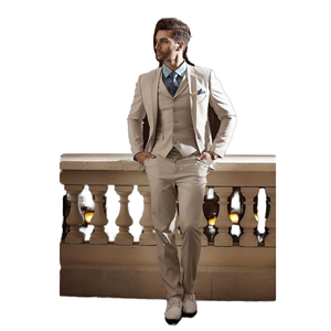 <span class=keywords><strong>Costume</strong></span> de mariage 3 pièces élégant pour hommes, veste plate à simple boutonnage, bouton respirant, fermeture éclair, plus les options de taille incluses - Product Image 2