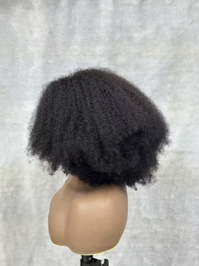 Letsfly Promotion 72$ Afro <b>Wigs</b> 4x4 Closure 100% Human Hair 18inch Natural Black <b>Wigs</b> Available Black Women 200g - Product Image 3