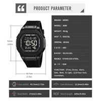 Montre électronique SKMEI 2689, vente chaude d'usine, montre numérique LED, montre de sport numérique carrée, montre pour enfants et étudiants