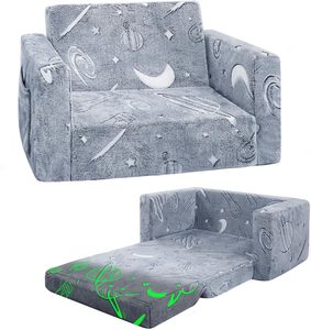 Sofá Infantil Convertible 2 en 1, Moderno y Suave, que Brilla en la Oscuridad, para Sala de Estar, Dormitorio o Apartamento, en Oferta - Product Image 1