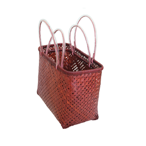 Handwoven <b>Bamboo</b> Market <b>Basket</b> with Handles Eco Friendly Shopping Tote for Grocery Picnic Gift and Daily Storage - Product Image 4