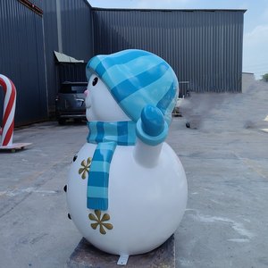 Décorations de bonhomme de neige de Noël en fibre de verre personnalisées, écologiques, art <span class=keywords><strong>déco</strong></span> pour exposition de jardin durable, Noël - Product Image 4