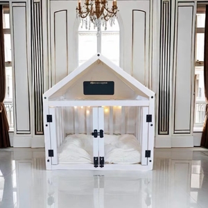 <span class=keywords><strong>Cage</strong></span> pour animaux de compagnie d'intérieur moderne et luxueuse avec balcon amovible, design en bois massif et toile pour chats et chiens, salon - Product Image 1