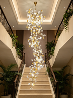 Lustre suspendu pour salon, décoration de luxe moderne, lustre pour escalier, luminaire suspendu pour plafond haut, lustre en cristal de haute qualité