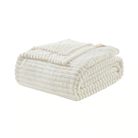 Couverture de canapé/lit en flanelle polaire moelleuse et douillette blanche