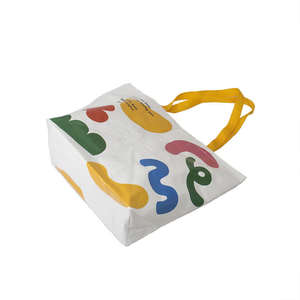 Sac à provisions fourre-tout en toile de coton écologique personnalisé personnalisé tissu moyen réutilisable avec longue poignée pour un usage quotidien pour les cadeaux - Product Image 3