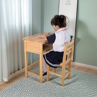 Ensemble bureau et chaise d'étude pour enfants en bois massif avec installation gratuite, design style bois de construction pour les élèves du primaire et du secondaire