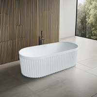 GM-8042 Moderne Blanc Résine Pierre Surface Solide Autoportant Trempage Baignoire Égouttoir Bain Bain Artificiel pour Salle De Bains