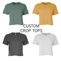 T-shirt court en coton biologique personnalisé avec logo pour femme, tee-shirt ample et court de haute qualité en fibres, idéal pour l'été