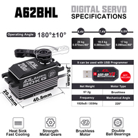Servo Digital sin Escobillas Programable de Perfil Bajo y Alta Velocidad AGFRC A62BHL de 20 KG con Engranaje Metálico para Modelos RC