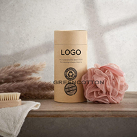 Éponge de Douche Personnalisable avec Logo, Ensemble de Puffs de Douche Naturels Recyclés, Exfoliant Corporel pour le Bain et la Douche, Élimination des Peaux Mortes