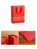Sac à main en papier rouge de style chinois, motif ethnique à pois, sac cadeau pour l'emballage de souvenirs