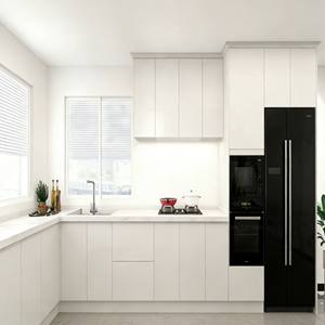 Gabinetes de Cocina Modernos de Diseño Personalizado de Lujo con Almacenamiento Completo, Encimera de Cuarzo y Electrodomésticos Integrados de Acero Inoxidable Negro - Product Image 1