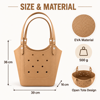 Sac de plage en EVA imperméable, sac à main léger avec trous de décoration DIY, design ouvert, sac de voyage et de shopping pour femmes, été