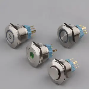 28mm 12V Metal SPDT Ring/Dot Type Push Button Switch with 1NO1NC Combination 5A Max Current