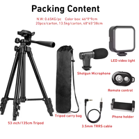 Kit de vlogging avec trépied, éclairage LED, microphone sans fil pour TikTok, YouTube et enregistrement de vlogs