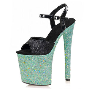 20cm plateau Sexy Fetish Silver Bling sposa <span class=keywords><strong>scarpe</strong></span> da sposa da donna 8 pollici tacchi alti cinturino alla caviglia palo di cristallo danza Satndal - Product Image 6