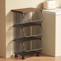 Étagère de rangement de cuisine à trois niveaux, style minimaliste, chariot pour fruits, légumes, collations et jouets, pour tiroir de bureau