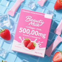 Poudre de Lait de Beauté Saveur Fraise Infusée au Collagène Halal Végétalien en Sachet – Sachets de Poudre de Lait de Beauté Multi-Saveurs au Collagène