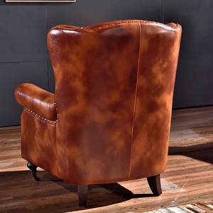 Amerikaanse Stijl Houten Frame Gestoffeerde Echt Lederen Fauteuil Bruine <span class=keywords><strong>Wingback</strong></span> Stoel - Product Image 4