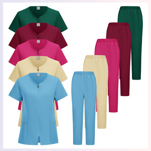 Conjunto de Ropa de Enfermera para Mujer, Color Sólido, Secado Rápido, Cuello en V, Pantalones Cortos con Bolsillos - Product Image 4