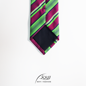 Custom Polyester <strong>Tie</strong> with <strong>Green</strong> Rose Red Stripes for Men's Casual <strong>and</strong> Formal Wear for Wedding Occasions - Product Image 2