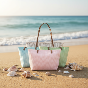 Borsa da spiaggia con motivo a W 56x37x17cm per donna, uso estivo - Product Image 3