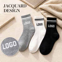 Chaussettes en coton personnalisées avec logo, vente en gros, rayures colorées, jacquard, tricot côtelé