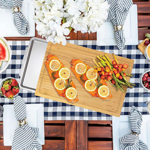 <span class=keywords><strong>Tagliere</strong></span> di bambù con vassoio scorrevole in acciaio inox vassoio per tagliare il vassoio per gli <span class=keywords><strong>scacchi</strong></span> con verdure a base di carne semplicemente lavare - Product Image 3