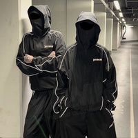Ensemble de survêtement pour homme, veste coupe-vent et pantalon de jogging, en nylon personnalisé, lourd, streetwear, réfléchissant, style boxy, ripstop