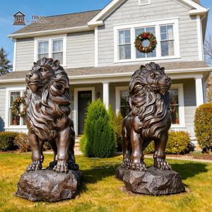 TREVI Paire de statues de lions en bronze coulé de grande taille pour l'entrée de la maison, statues de gardiens - Product Image 6