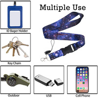 Cordons en polyester motif ciel étoilé, pour clés, téléphone, badge d'identification, avec sangle de sécurité détachable, pour femmes et hommes