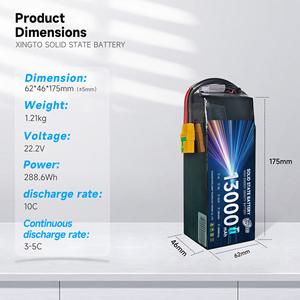 340Wh/kg 10C 솔리드 스테이트 3.7V 22.2v 44.4v 51.8v 6S 8S 12S 14S 18S 24S 산업 드론 EVTOL 13000mAh LiPO 배터리 팩 - Product Image 2