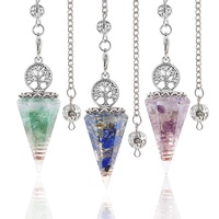Pendentif de méditation et de yoga en quartz rose naturel, forme arbre de vie, pyramide hexagonale, fréquence réglable, pour la création de bijoux DIY (vente en gros)
